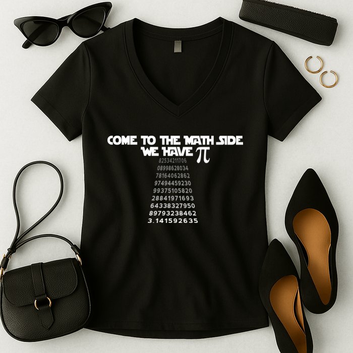 Come To The Math Side We Have Pi 3.14 Women's V-Neck T-Shirt