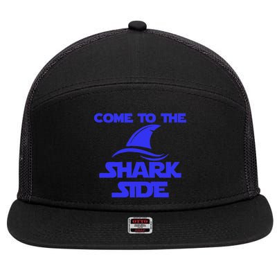 Come To The Shark Side Funny 7 Panel Mesh Trucker Snapback Hat