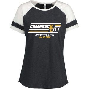 Comeback City Kansas City Football Enza Ladies Jersey Colorblock Tee