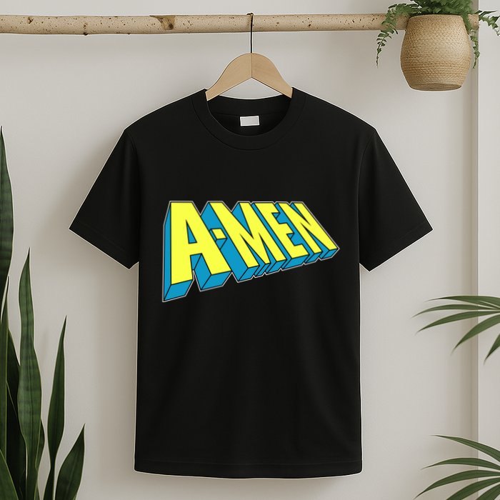 Comic Superhero Styled A-MEN  T-Shirt