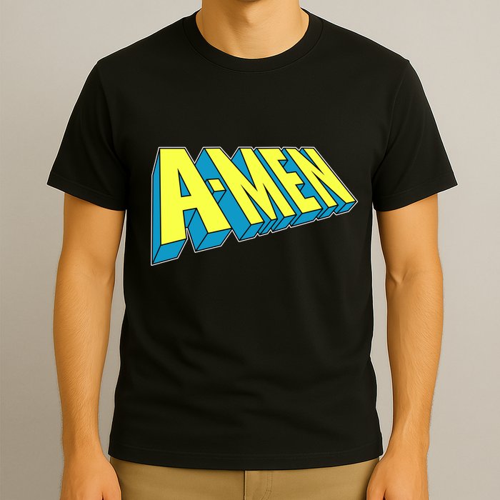 Comic Superhero Styled A-MEN  T-Shirt