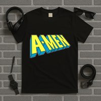 Comic Superhero Styled A-MEN  T-Shirt