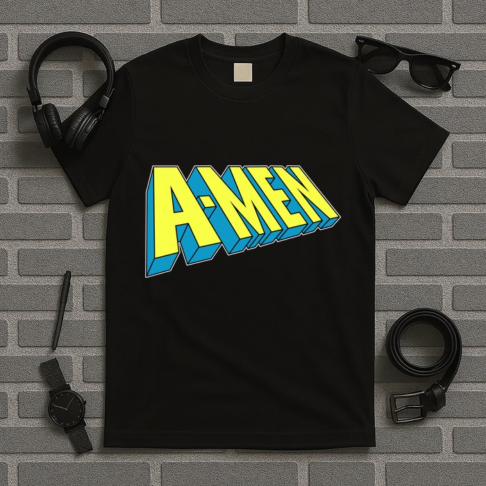 Comic Superhero Styled A-MEN  T-Shirt