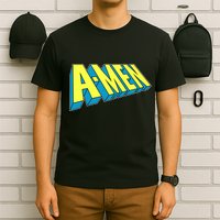 Comic Superhero Styled A-MEN  T-Shirt