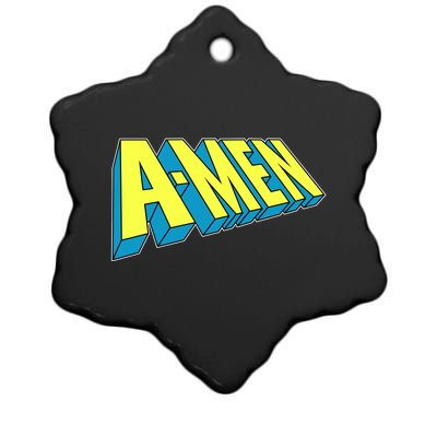 Comic Superhero Styled A-MEN  Ceramic Star Ornament