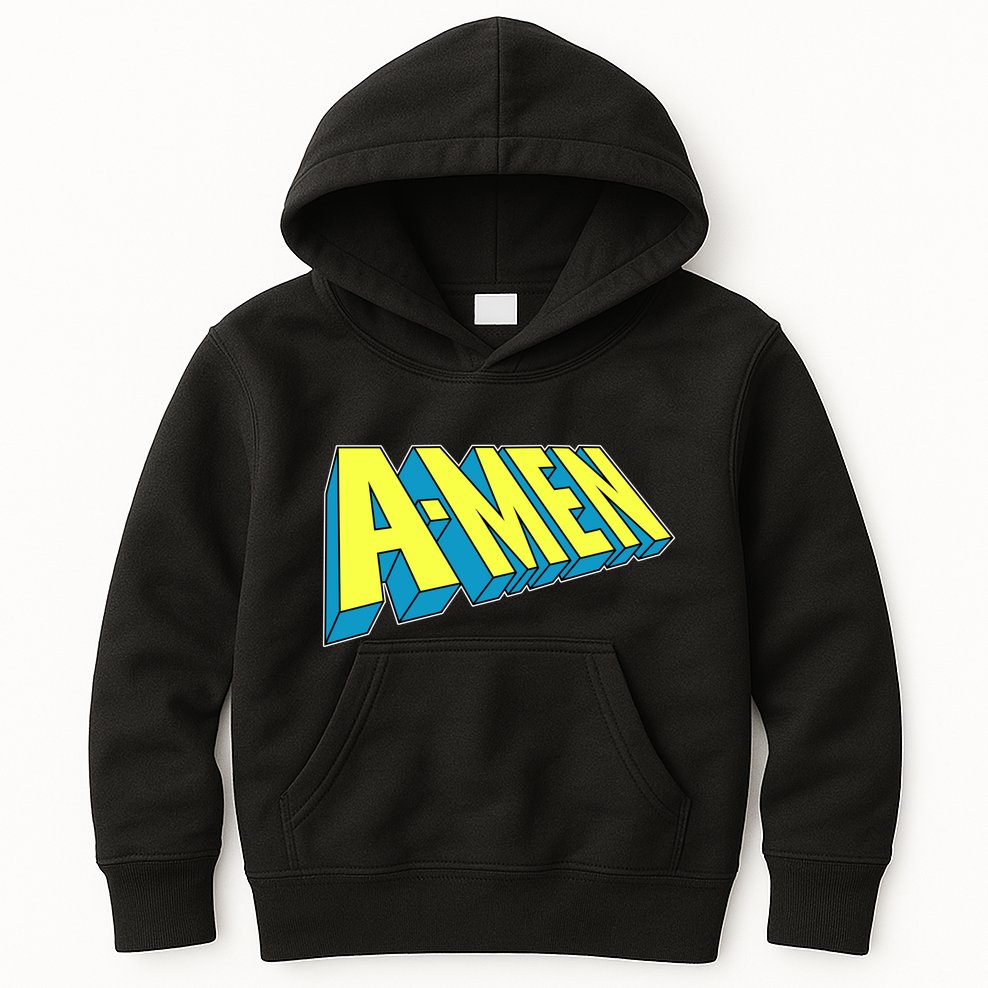 Comic Superhero Styled A-MEN  Kids Hoodie