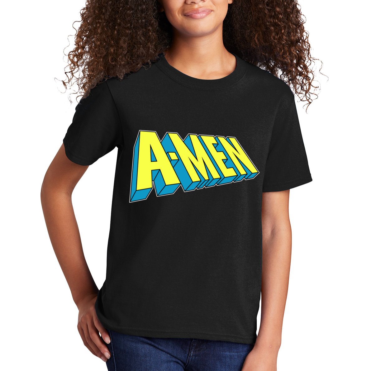 Comic Superhero Styled A-MEN  Kids T-Shirt