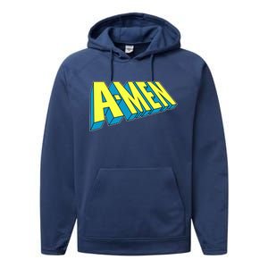 Comic Superhero Styled A-MEN  Performance Fleece Hoodie