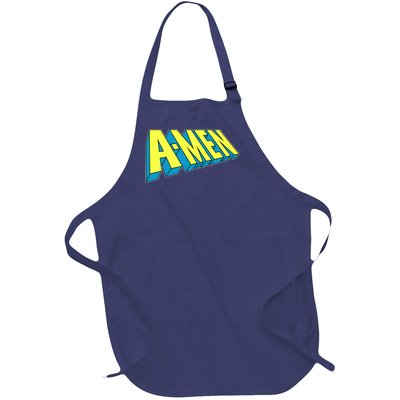 Comic Superhero Styled A-MEN  Full-Length Apron With Pockets