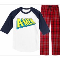 Comic Superhero Styled A-MEN  Raglan Sleeve Pajama Set