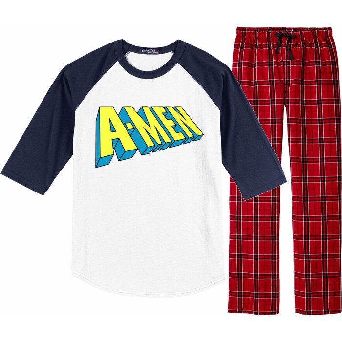 Comic Superhero Styled A-MEN  Raglan Sleeve Pajama Set