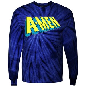 Comic Superhero Styled A-MEN  Tie-Dye Long Sleeve Shirt