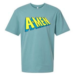 Comic Superhero Styled A-MEN  Sueded Cloud Jersey T-Shirt