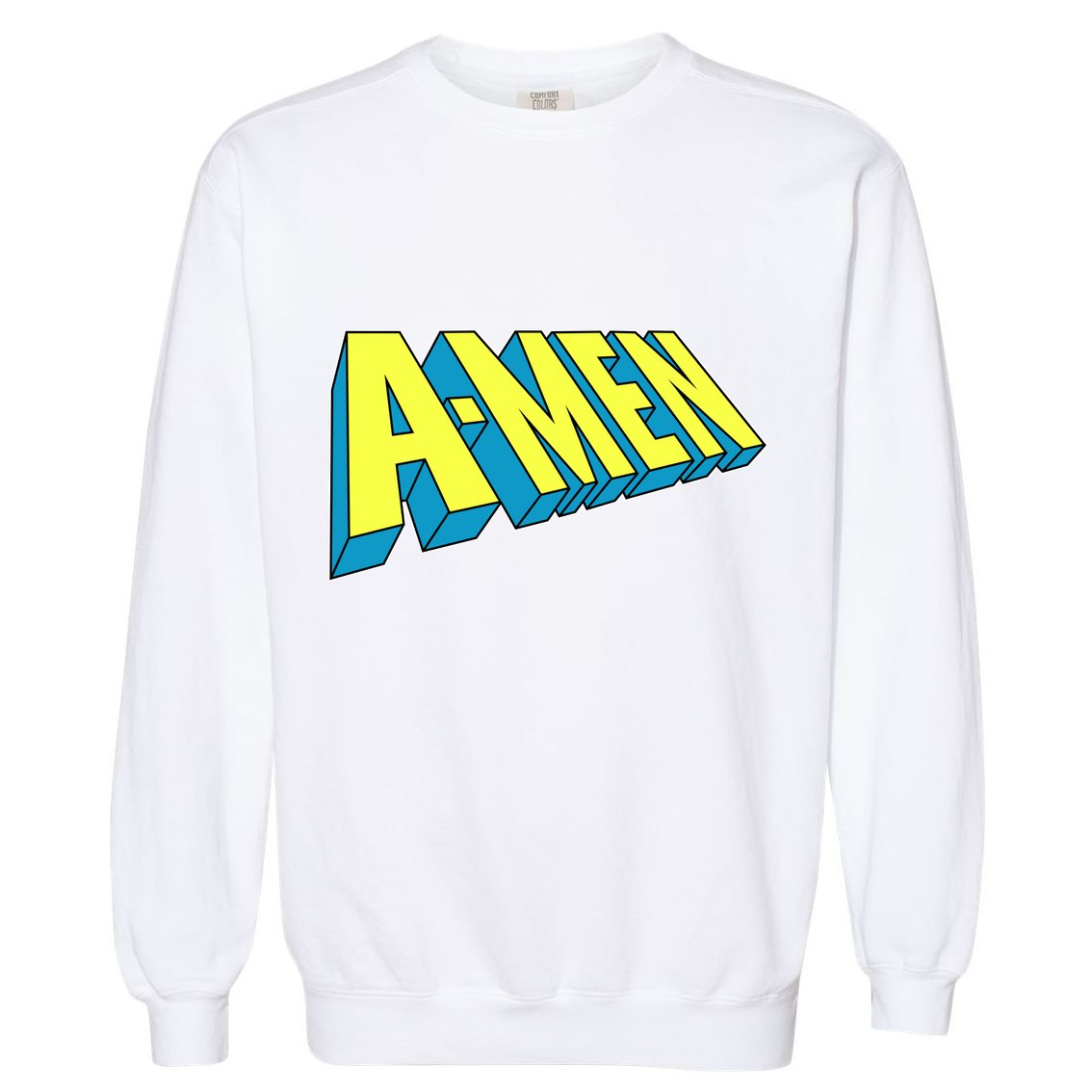 Comic Superhero Styled A-MEN  Garment-Dyed Sweatshirt