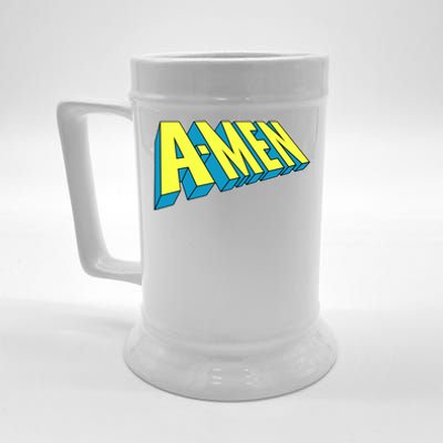 Comic Superhero Styled A-MEN  Beer Stein