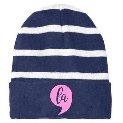 Comma La Kamala Harris Vote 2020 Election Striped Beanie with Solid Band