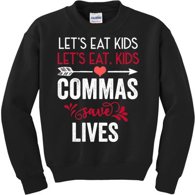 Commas Save Lives Funny Kids Sweatshirt