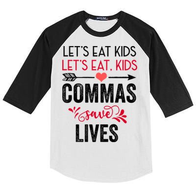 Commas Save Lives Funny Kids Colorblock Raglan Jersey