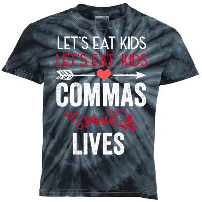 Commas Save Lives Funny Kids Tie-Dye T-Shirt