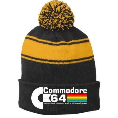 Commodore 64 Retro Computer Stripe Pom Pom Beanie