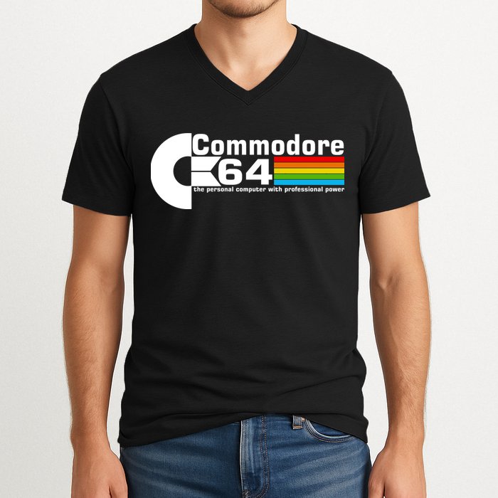 Commodore 64 Retro Computer V-Neck T-Shirt