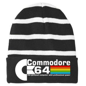 Commodore 64 Retro Computer Striped Beanie with Solid Band