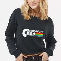 Commodore 64 Retro Computer Cropped Pullover Crew