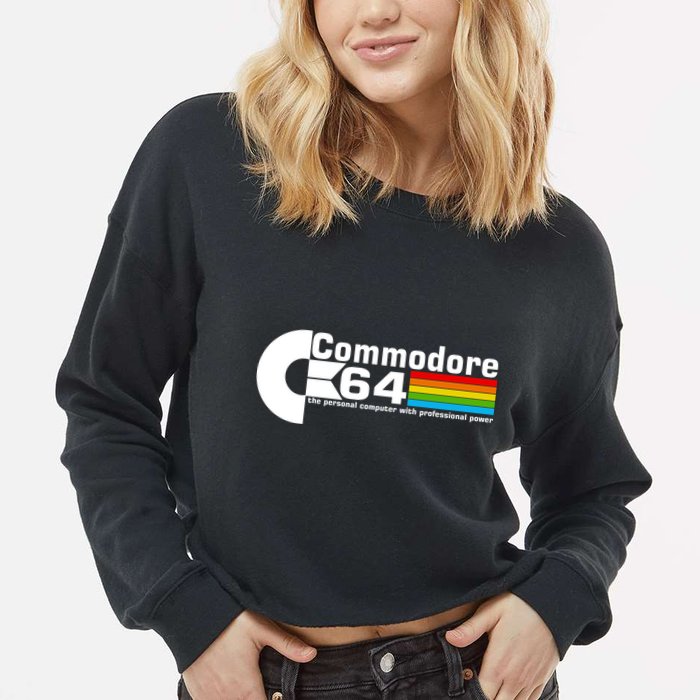 Commodore 64 Retro Computer Cropped Pullover Crew