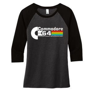 Commodore 64 Retro Computer Women's Tri-Blend 3/4-Sleeve Raglan Shirt