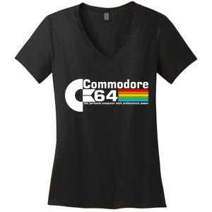 Commodore 64 Retro Computer Women's V-Neck T-Shirt