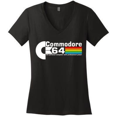Commodore 64 Retro Computer Women's V-Neck T-Shirt