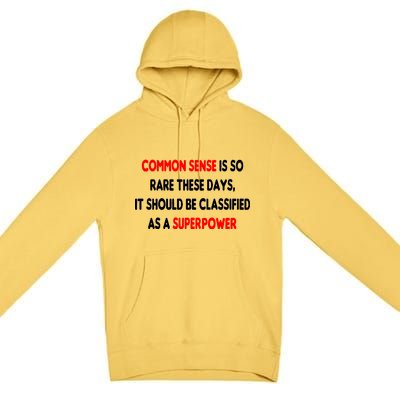 Common Sense Is A Superpower Premium Pullover Hoodie