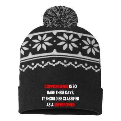 Common Sense Is A Superpower USA-Made Snowflake Beanie