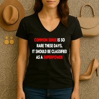 Common Sense Is A Superpower Women's V-Neck T-Shirt