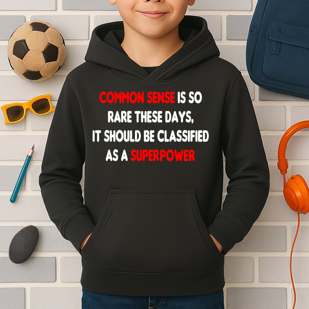 Common Sense Is A Superpower Kids Hoodie