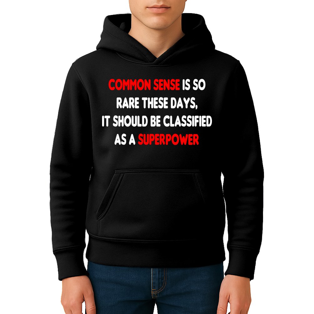 Common Sense Is A Superpower Kids Hoodie