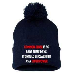 Common Sense Is A Superpower Pom Pom 12in Knit Beanie