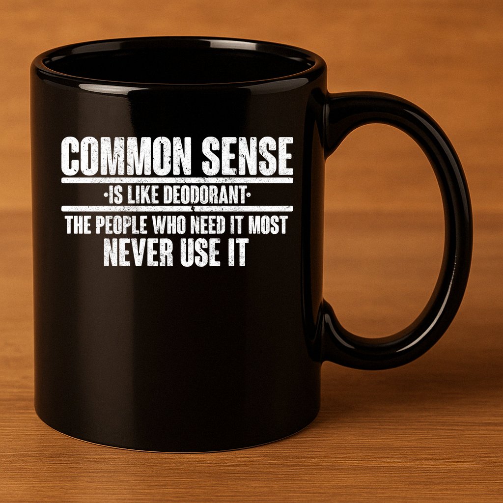 Common Sense Is Like Deodorant 11oz C Handle Ceramic Mug