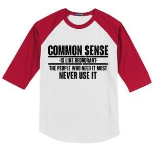 Common Sense Is Like Deodorant Kids Colorblock Raglan Jersey