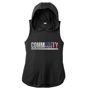 Community USA Flag Ladies PosiCharge Tri-Blend Wicking Draft Hoodie Tank