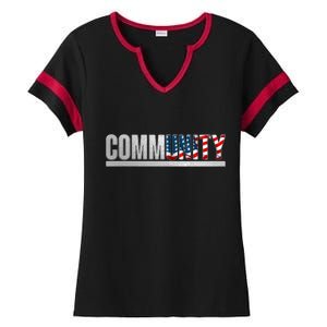 Community USA Flag Ladies Halftime Notch Neck Tee