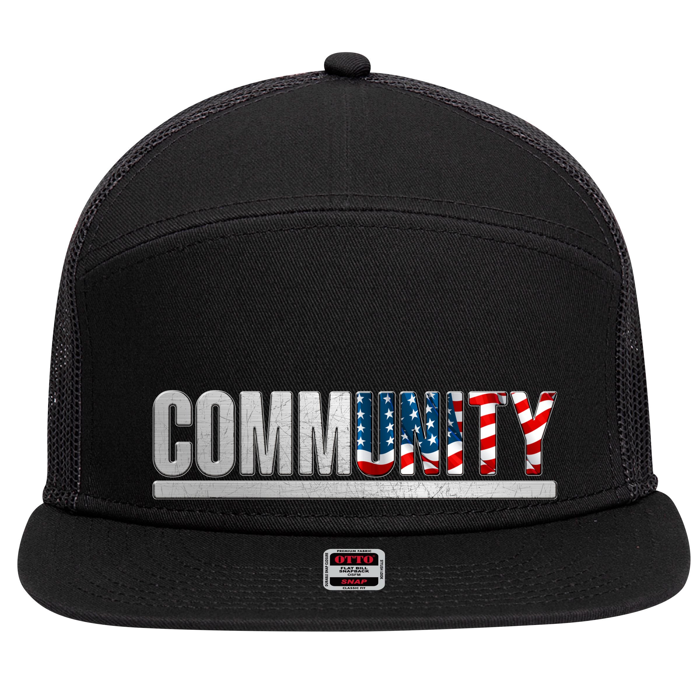 Community USA Flag 7 Panel Mesh Trucker Snapback Hat