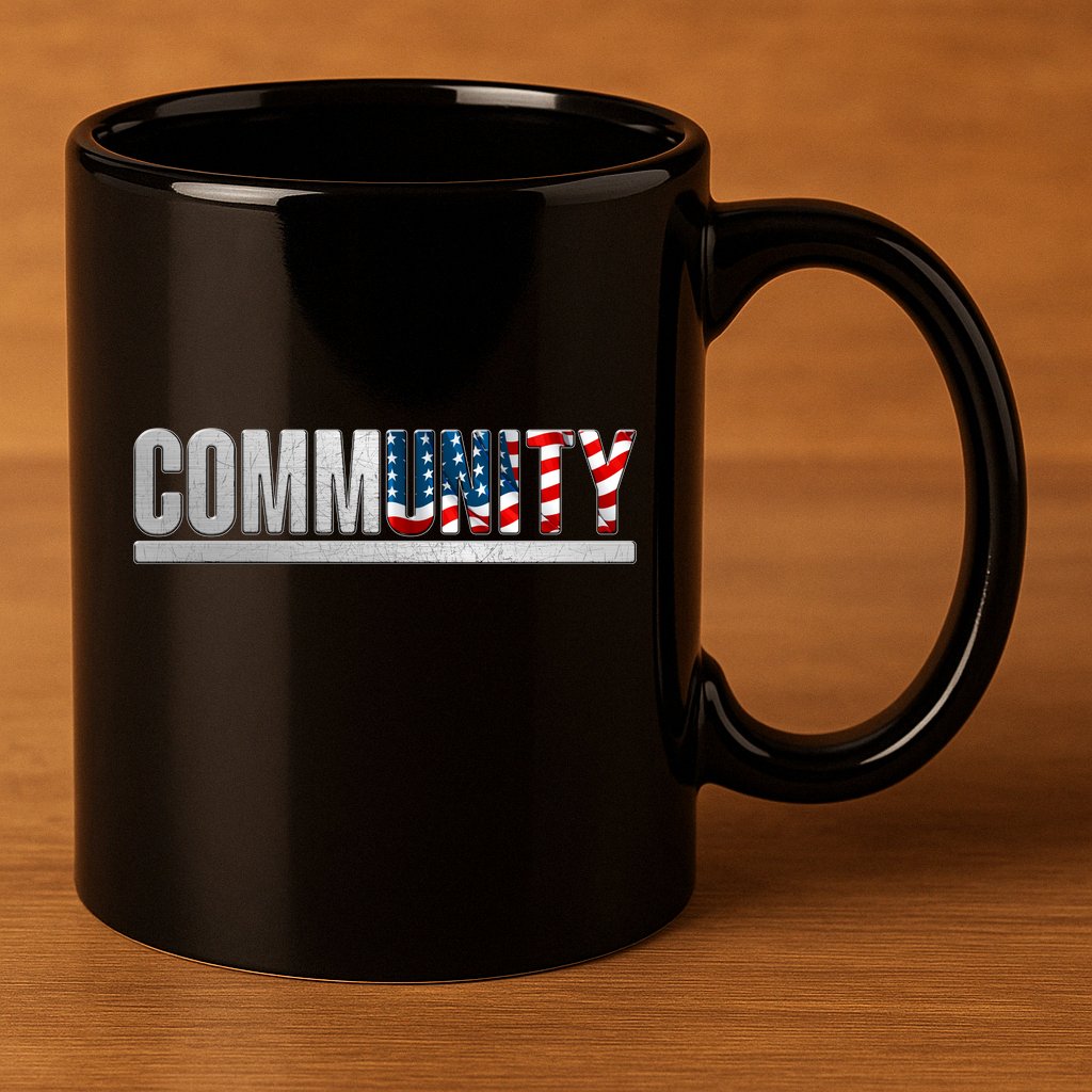Community USA Flag 11oz C Handle Ceramic Mug