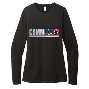 Community USA Flag Womens CVC Long Sleeve Shirt