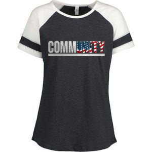 Community USA Flag Enza Ladies Jersey Colorblock Tee