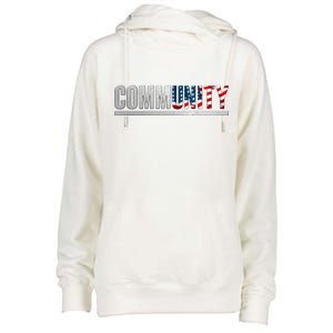 Community USA Flag Womens Funnel Neck Pullover Hood