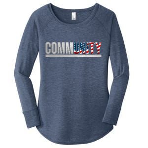 Community USA Flag Women's Perfect Tri Tunic Long Sleeve Shirt