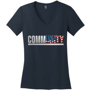 Community USA Flag Women's V-Neck T-Shirt