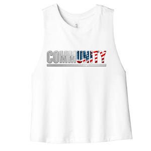 Community USA Flag Women's Racerback Cropped Tank