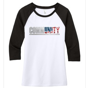 Community USA Flag Women's Tri-Blend 3/4-Sleeve Raglan Shirt